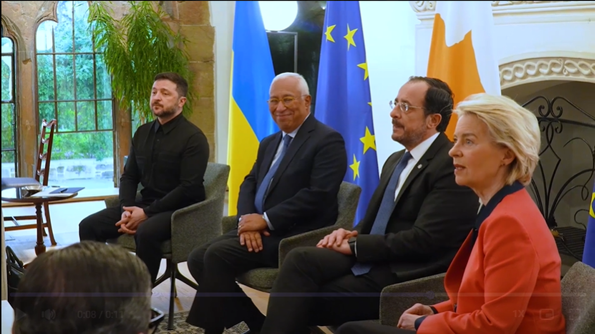 Zelenskyy discusses EU accession, air defense, aircraft with presidents of Cyprus, European Council and European Commission