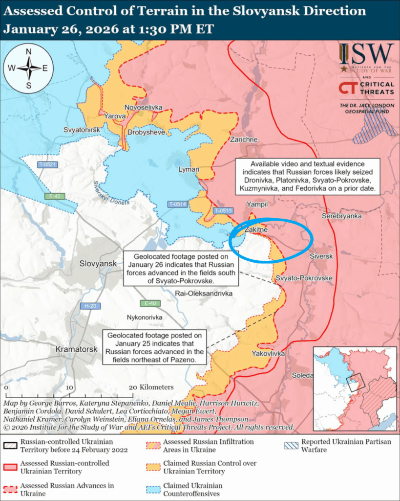 Russia builds bridgehead toward heights around Dronivka could expose Ukraine’s flank to fire