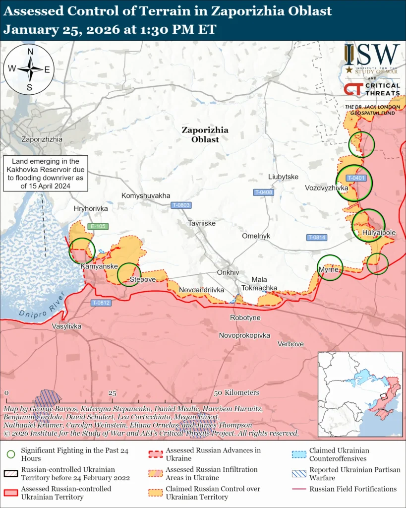 ISW: Ukrainian positions strengthened in western Zaporizhzhia as Russian forces advance in three sectors