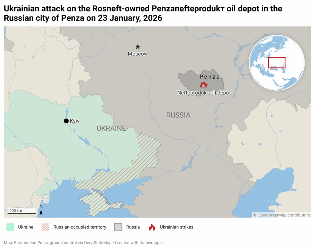 Ukrainian drones strike Rosneft facility in Penza, destroying military fuel supply hub