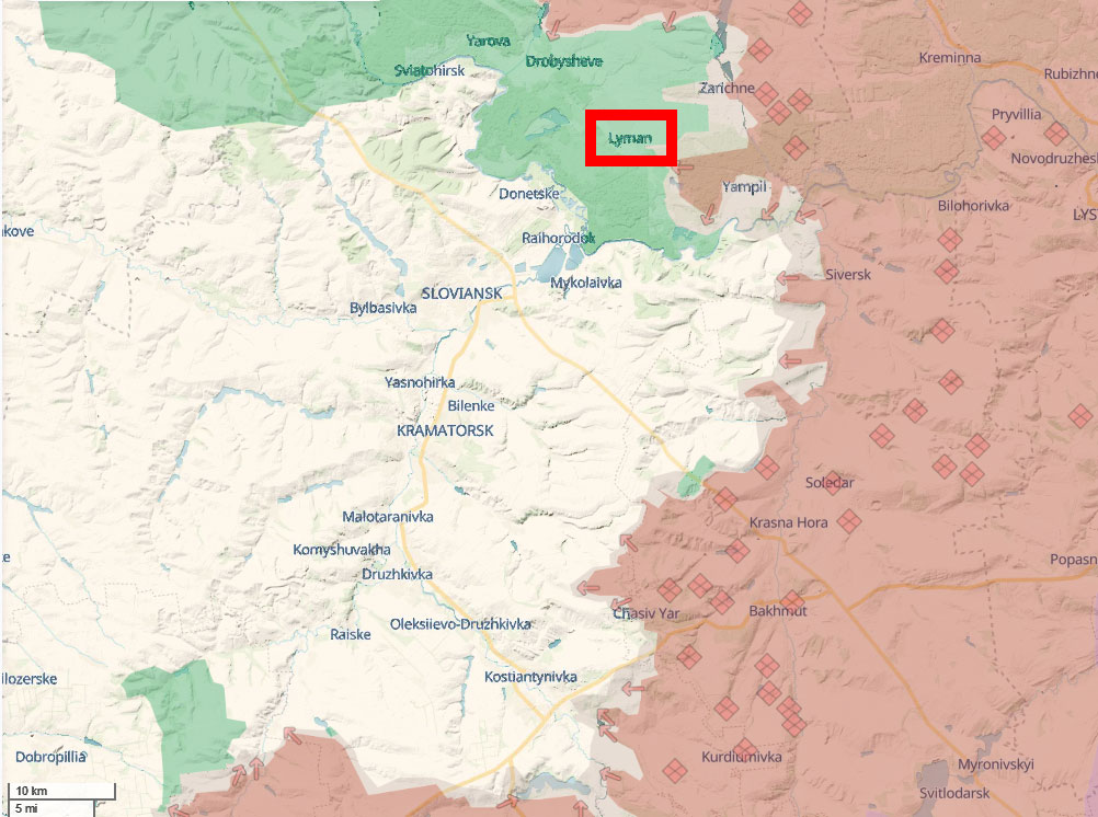 Russian troops attempt Lyman infiltration but face drone-disrupted logistics, says Ukrainian military (MAP)
