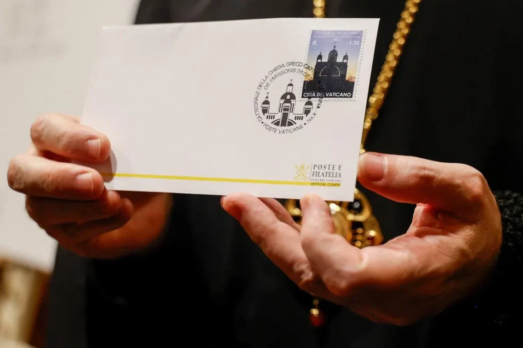 Vatican issues postage stamp depicting Kyiv cathedral during wartime blackout