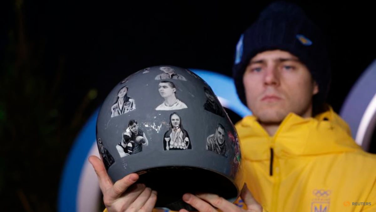 Skeleton-Ukrainian disqualified for helmet depicting war dead