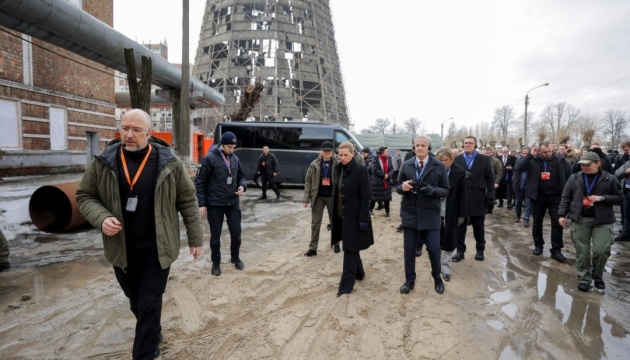 Shmyhal shows European partners consequences of shelling of TPP in Kyiv