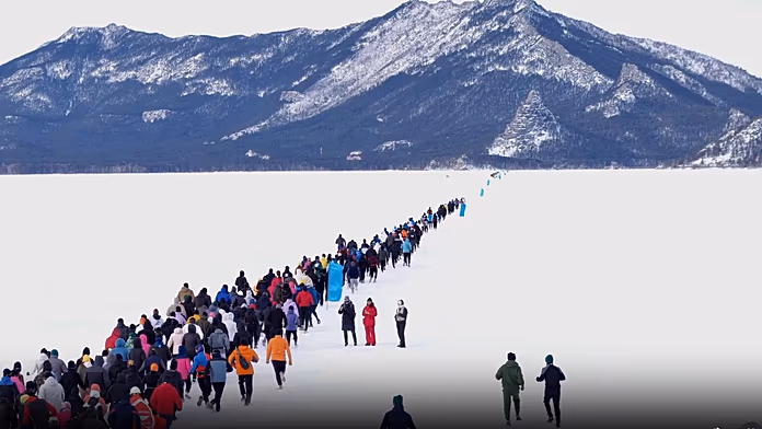 Burabay Ice: Over a thousand runners brave -15°C on frozen lake in Kazakhstan