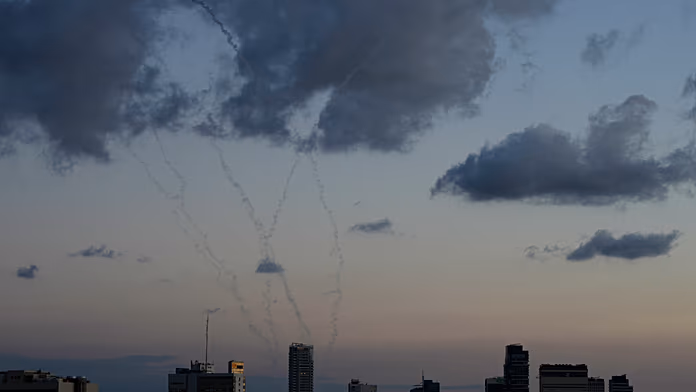 Explosions light up Tel Aviv sky as Israel intercepts missiles