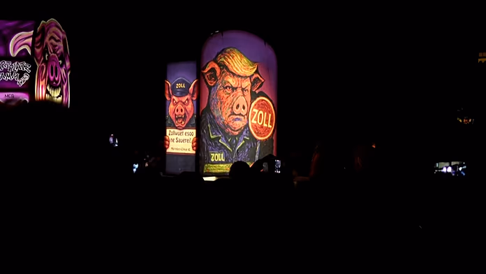 Basel carnival lampoons Donald Trump with satirical glowing lanterns
