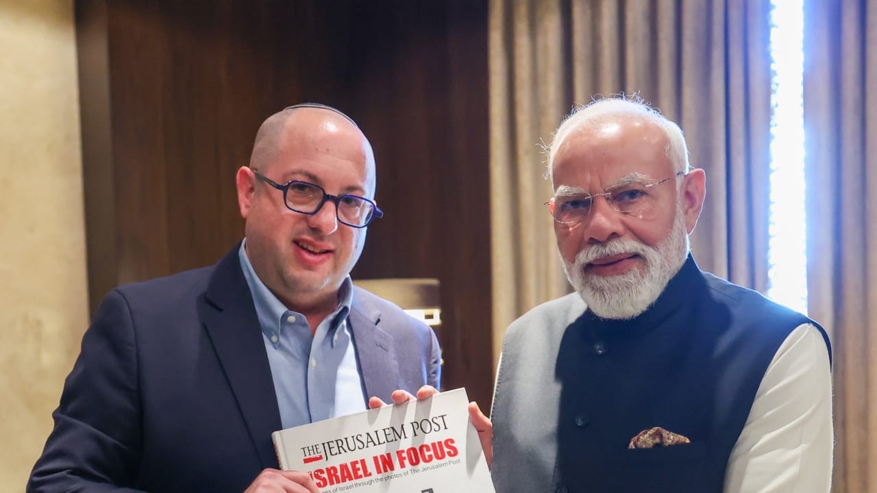 Narendra Modi signs ‘Post’ front page in Jerusalem