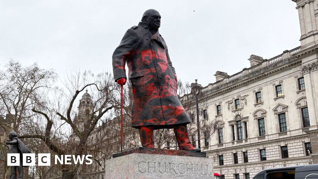 Palestine Action arrest as Churchill statue defaced – BBC