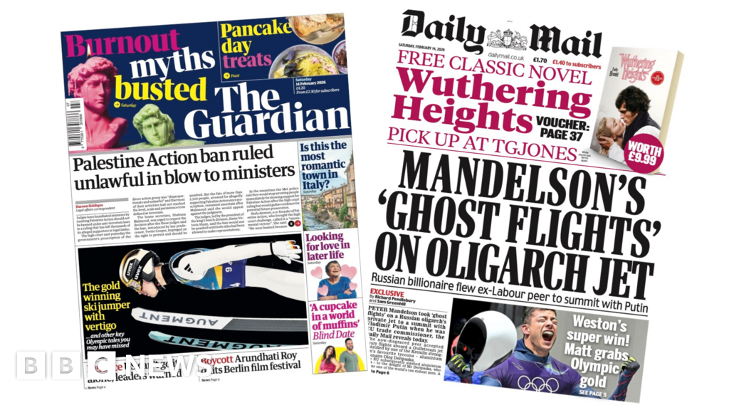 'Palestine Action ban ruled unlawful' and 'Matt grabs Olympic gold' – BBC