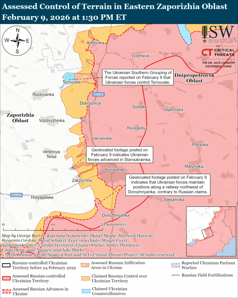 Russia likely invented a Ukrainian “counteroffensive” near Zaporizhzhia to cover up its own fake advance reports, ISW says