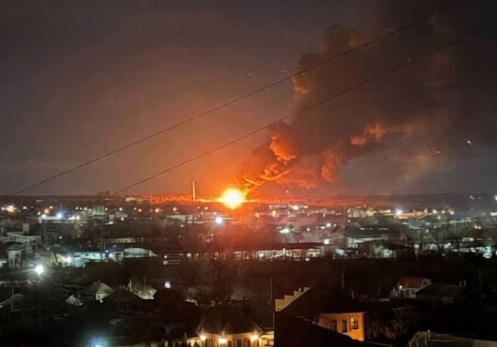 Ukraine hits Luhansk oil depot for the second time in five days, sparking massive fire
