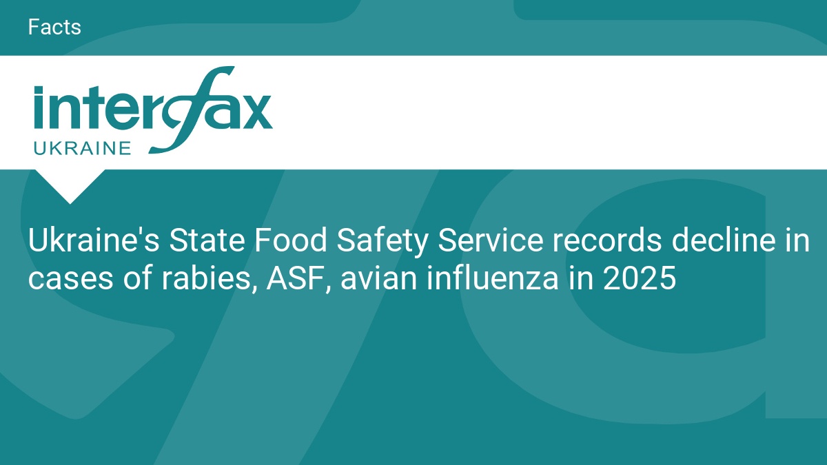 Ukraine’s State Food Safety Service records decline in cases of rabies, ASF, avian influenza in 2025
