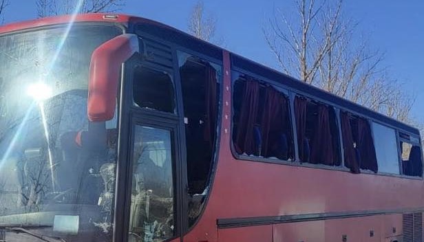 Russians attack bus in Kharkiv region with drone, one person died, four were injured