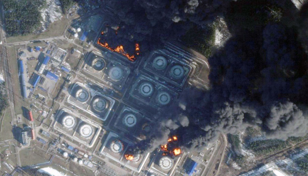 Oil depot still on fire for second day following attack on Russian Primorsk port