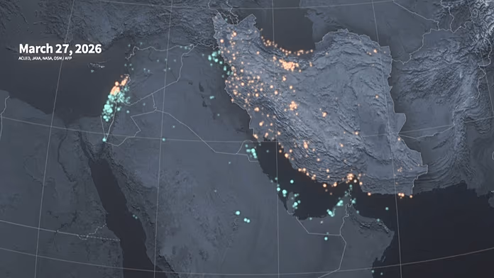 Iran war: Animated map tracks Middle East strikes since February 28