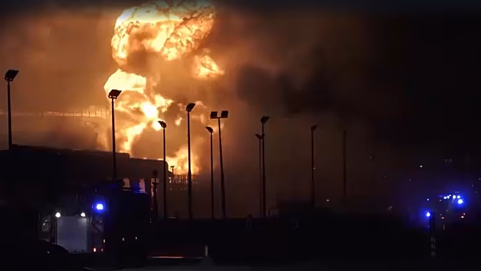 Iranian attack sparks huge fire at Bahrain facility