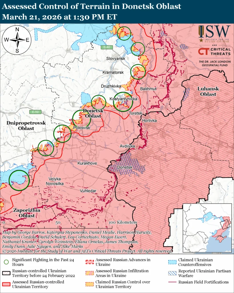 ISW: Russia has likely begun its anticipated spring-summer 2026 offensive against Ukraine’s Fortress Belt in Donetsk Oblast