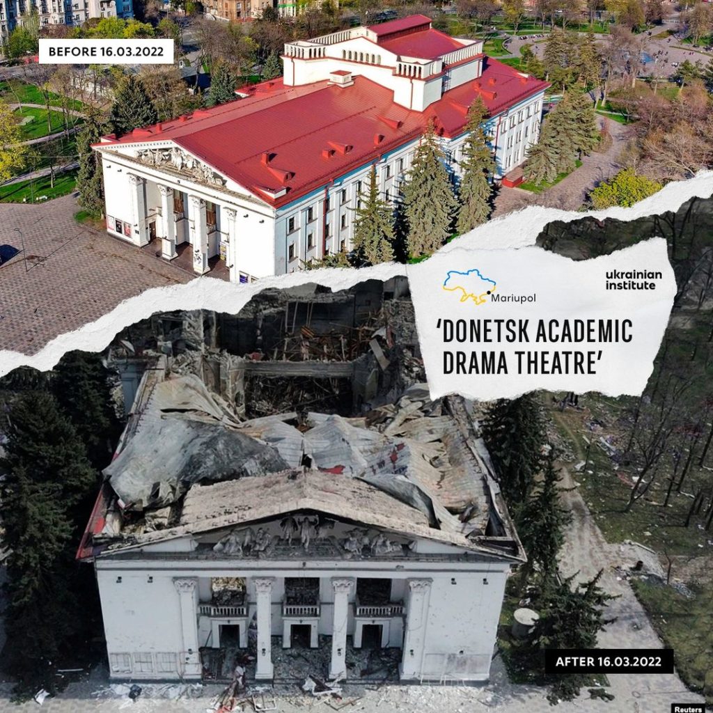 Four years ago, Russia bombed Mariupol’s theater with “CHILDREN” written in front of it. Today it appeared in 20 cities across world