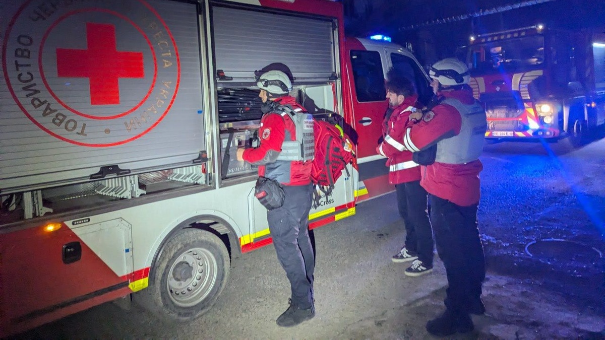 Ukrainian Red Cross Society works at locations affected by Russian air strikes in Kharkiv, Mykolaiv