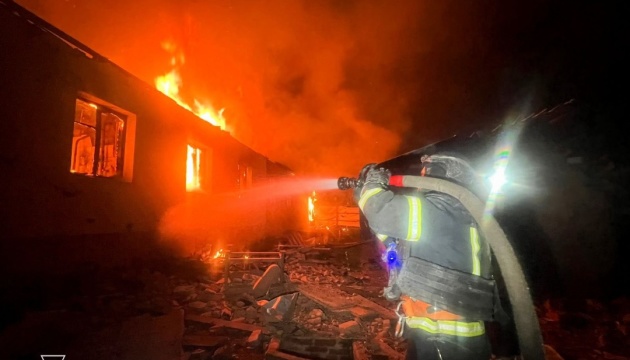 Russian drone strike hits residential building in Velykyi Burluk, three injured