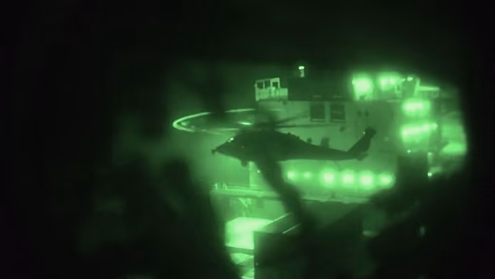 Moment US navy fires on and seizes Iranian-flagged cargo ship