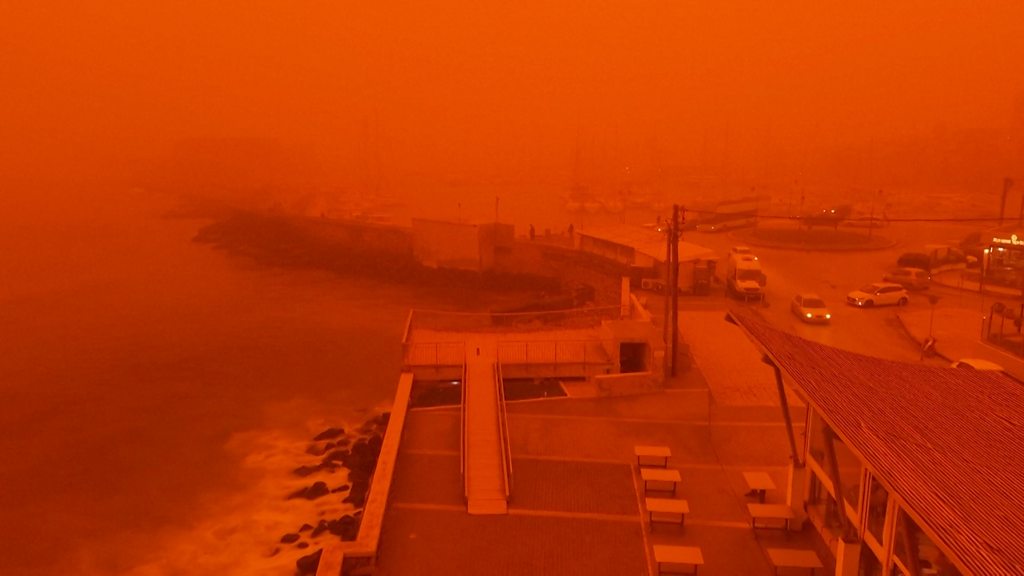 Skies turn red as Saharan dust passes over Crete