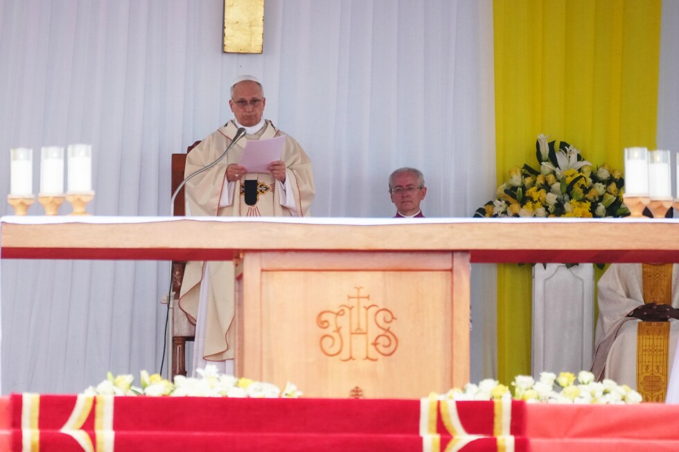 Pope Leo XIV celebrating a big Mass in Cameroon